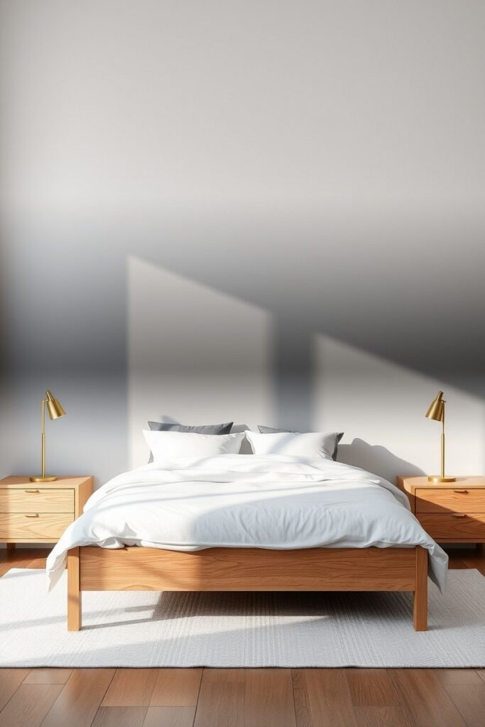 Ombre painted wall transitioning from dark to light for atmospheric bedroom accent wall ideas.
