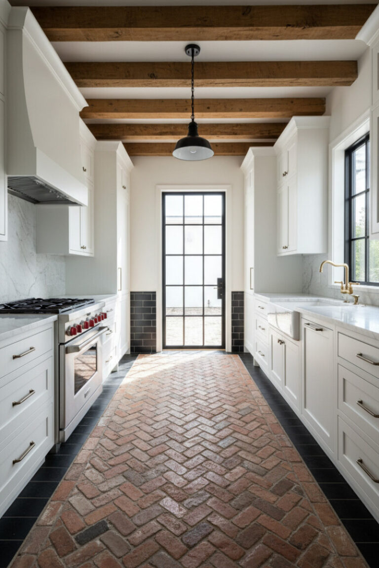 24 Inspiring Brick Floor Kitchen Ideas for a Timeless Look - Tale of Home