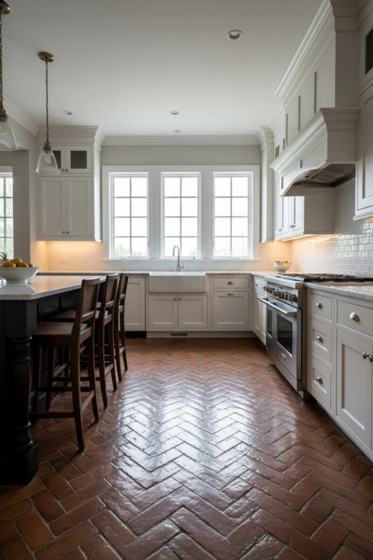 24 Inspiring Brick Floor Kitchen Ideas for a Timeless Look - Tale of Home