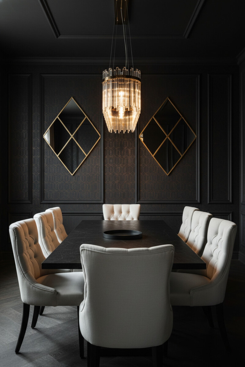 Elegant Moody Dining Room Designs with Dramatic Flair - Tale of Home